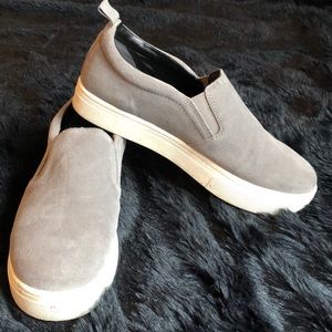 Gray Suede Slip-on Sneakers